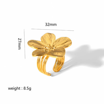 Gold Flower Female Niche Exaggerated Stainless Earrings