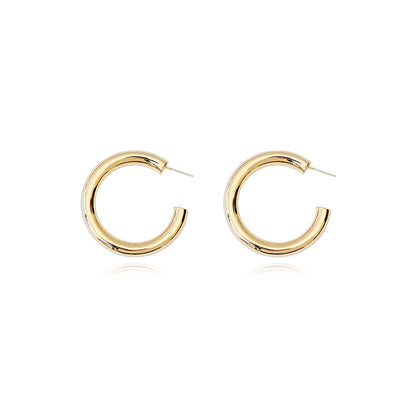 Round Large Metal Gold Plated Eardrops Earrings