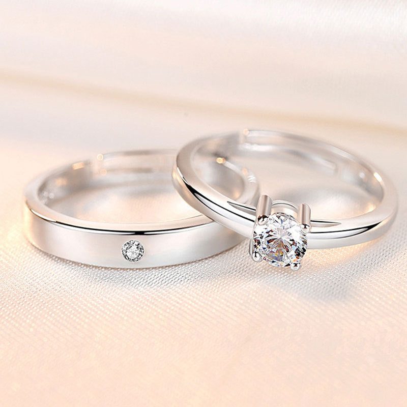 Jewelry Female Couple Sier Plated Open-end Rings