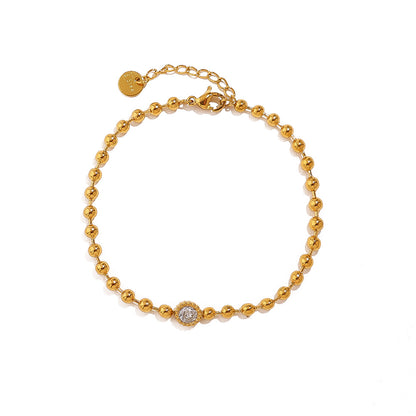 Women's Small Gold Bead Chain Suit Stainless Steel Simple Bracelets