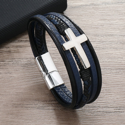 Men's Fashion Retro Alloy Cross Accessories Magnetic Buckle Bracelets