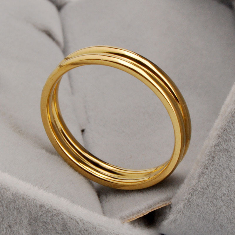 Women's & Men's Gold High Color Retention Simple Cool Air Rings