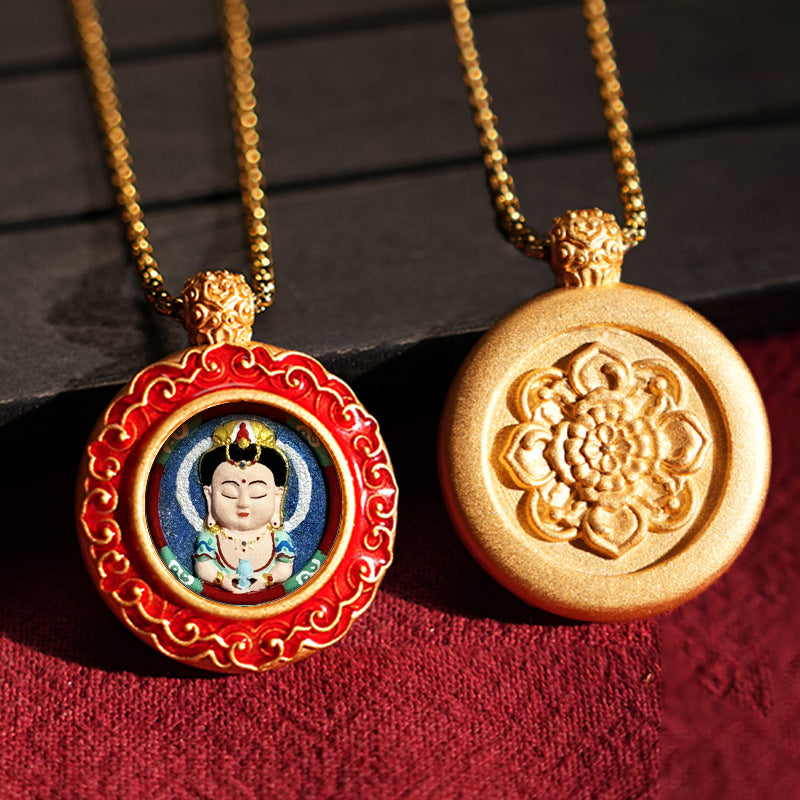 Three-dimensional Tibetan Style Fifth Master Brass Painted Wipe Pendants