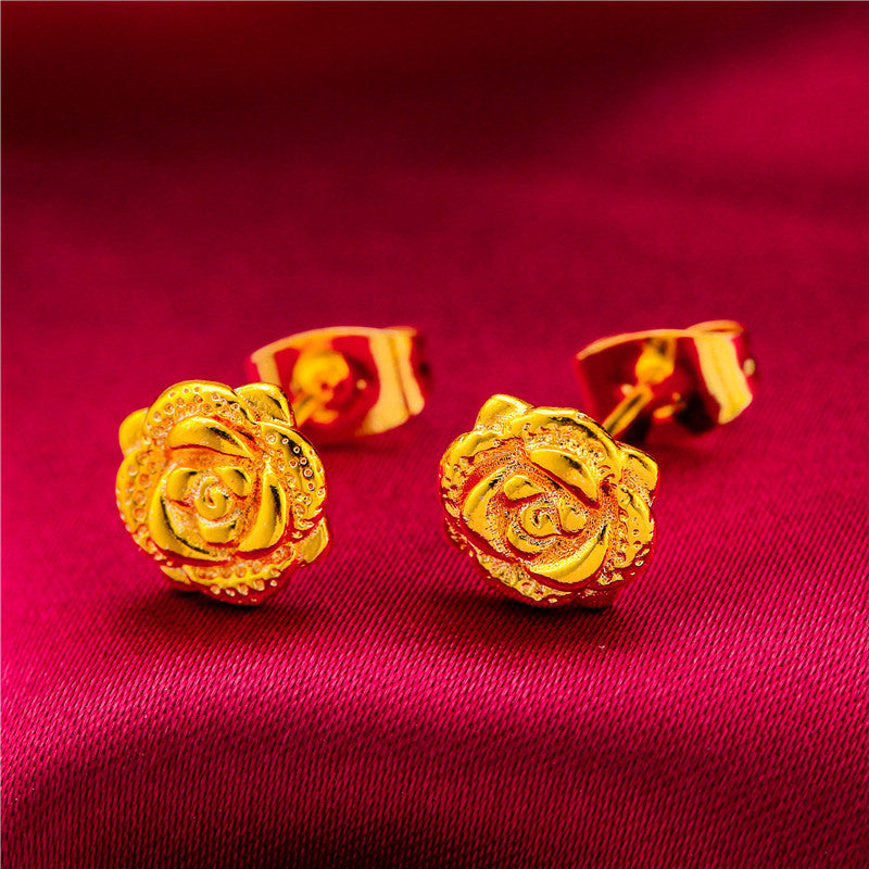 Gold-plated Fancy Vietnam Placer Gold Glazed Surface Earrings