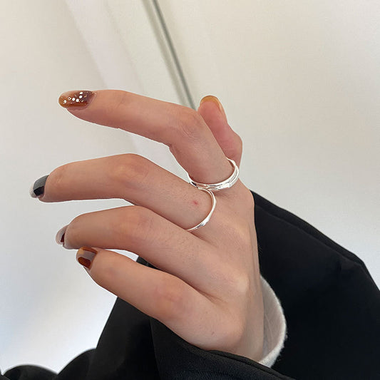 Sterling Sier Glossy Irregular Simple Niche Rings