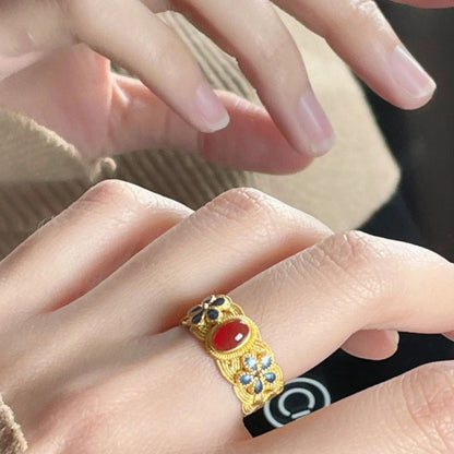 Enamel Butterfly Female Opening Adjustable Design High Rings