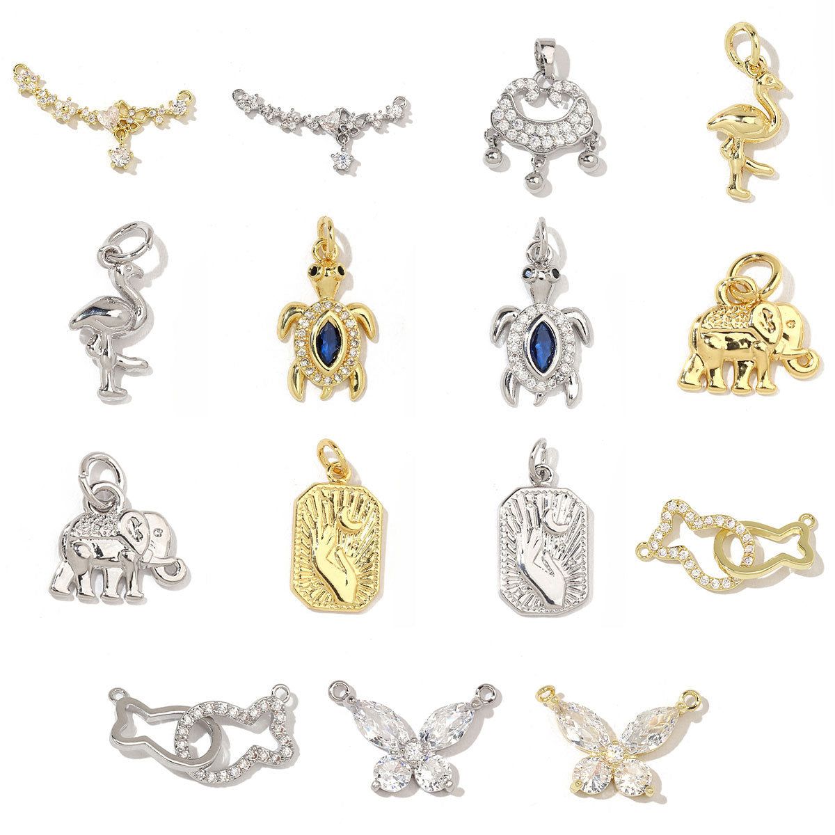 Lock Female Turtle Elephant Gold Plated Pendants