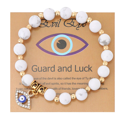 Women's Pink Zebra Stone Devil's Eye Basketball Bracelets