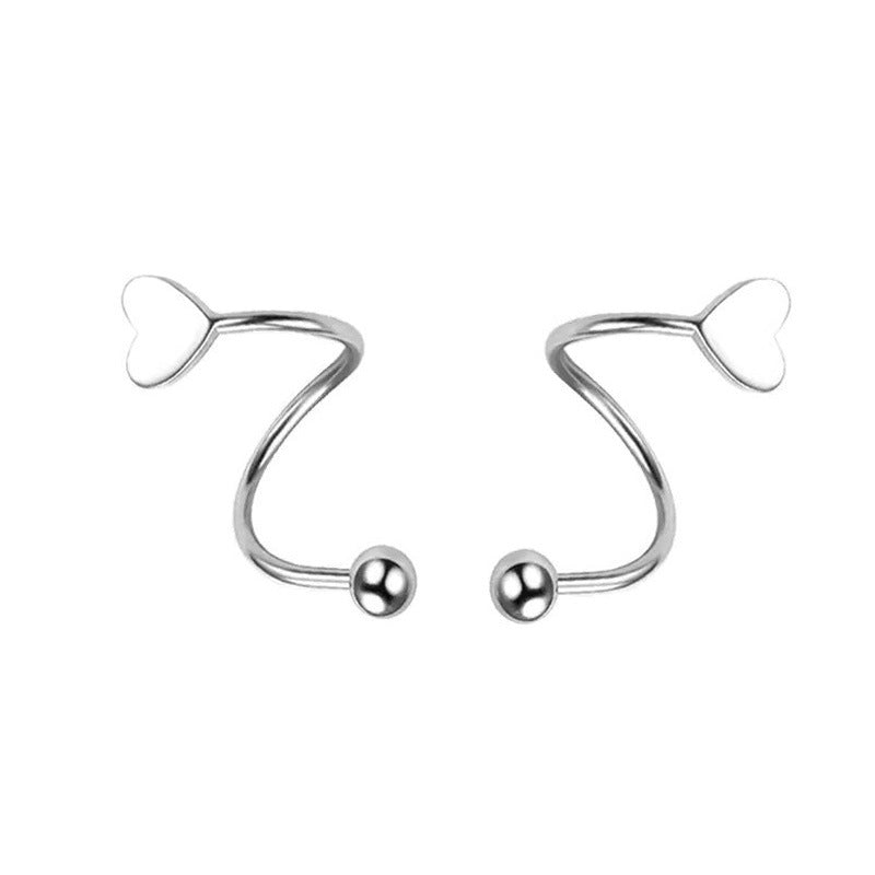 Stainless Steel Small Ear Trendy Heart-shaped Rings