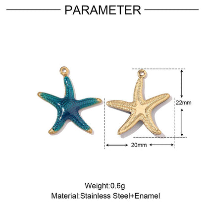 Fish Seahorse Stainless Steel Starfish Shell Pendants