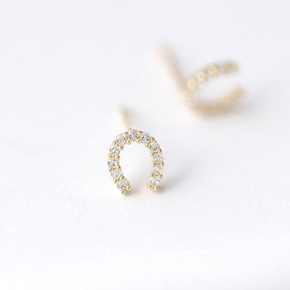 Women's Diamond Lucky Horseshoe Temperament Micro Inlaid Zircon Korean Style Earrings