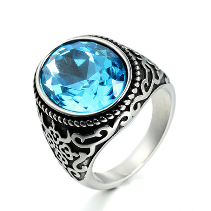 Men's Ruby Sea Blue Sier Gold Personalized Rings