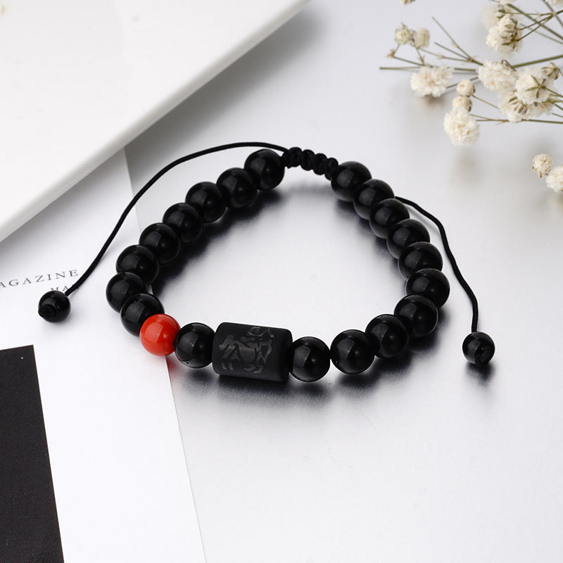 Men's Natural Stone Frosted Glass Twee Constellation Bracelets