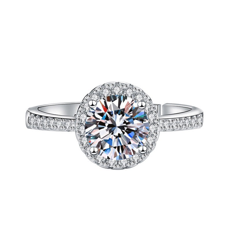 Elegant Imitation Moissanite Open Adjustable Live Broadcast Rings