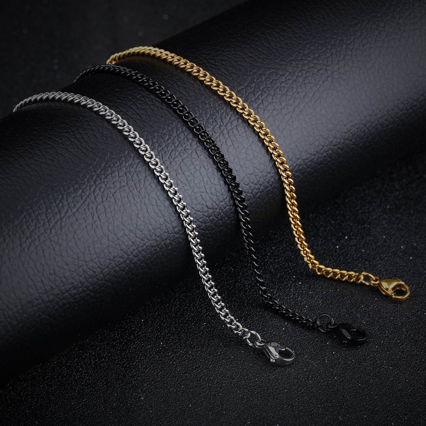 Ornament Titanium Steel Flat Single Chain Necklaces