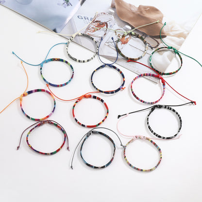 Colorful Bohemian Style Cotton Linen Fabric Woven Bracelets