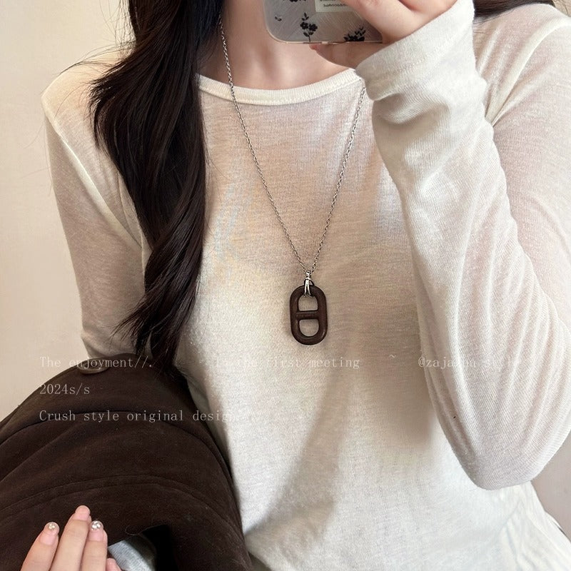 Women's Nose Ebony Chain Long Sweater Autumn Necklaces