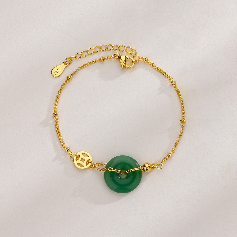 Copper Coin Imitation Jade Lucky Chinese Bracelets