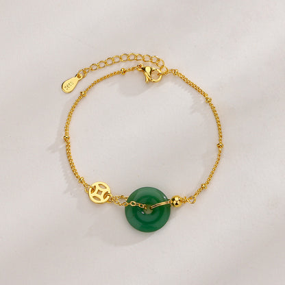 Copper Coin Imitation Jade Lucky Chinese Bracelets