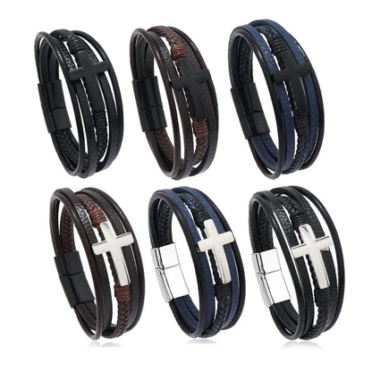 Men's Fashion Retro Alloy Cross Accessories Magnetic Buckle Bracelets