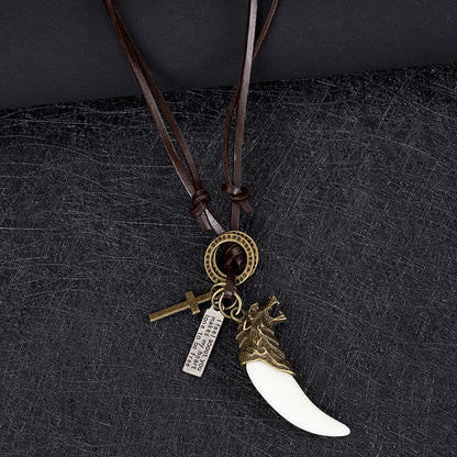 Men's Trendy Jewelry Fashion Rock Personality Wolf Tooth Necklaces
