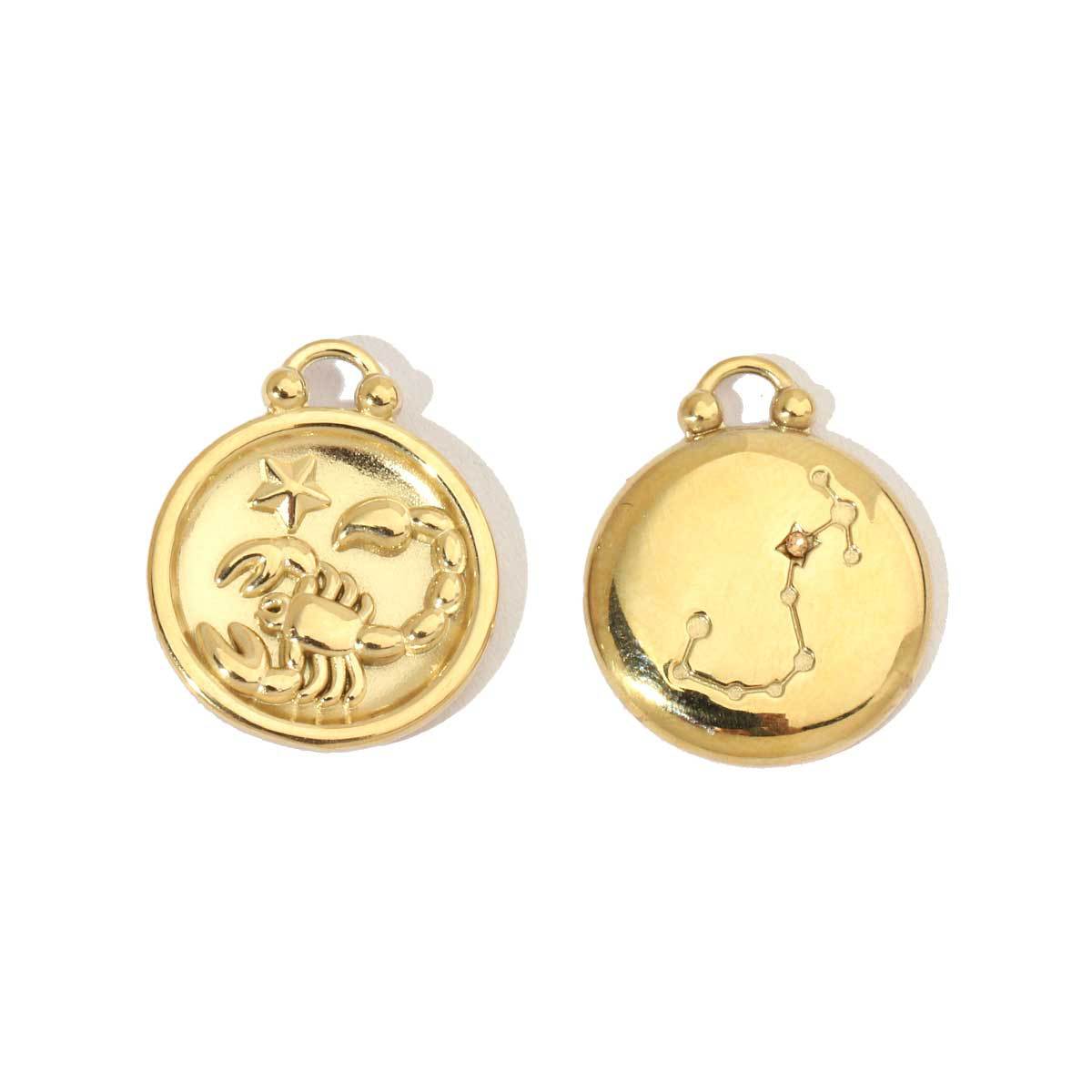 Real Gold Constellation Stainless Steel Round Pendants