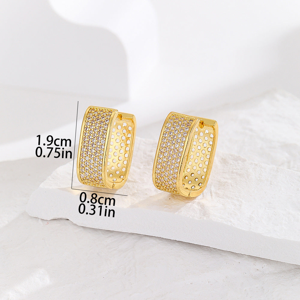 Women's Summer Zircon Rectangular U-shaped Ear Clip Earrings