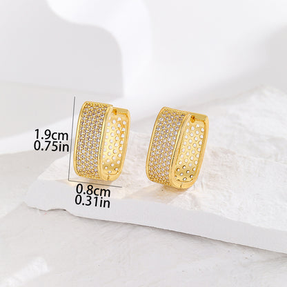 Women's Summer Zircon Rectangular U-shaped Ear Clip Earrings