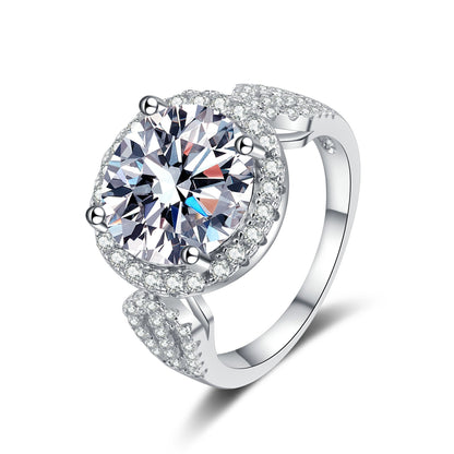 Women's Sier Karat Round Bag Moissanite Elegant Rings