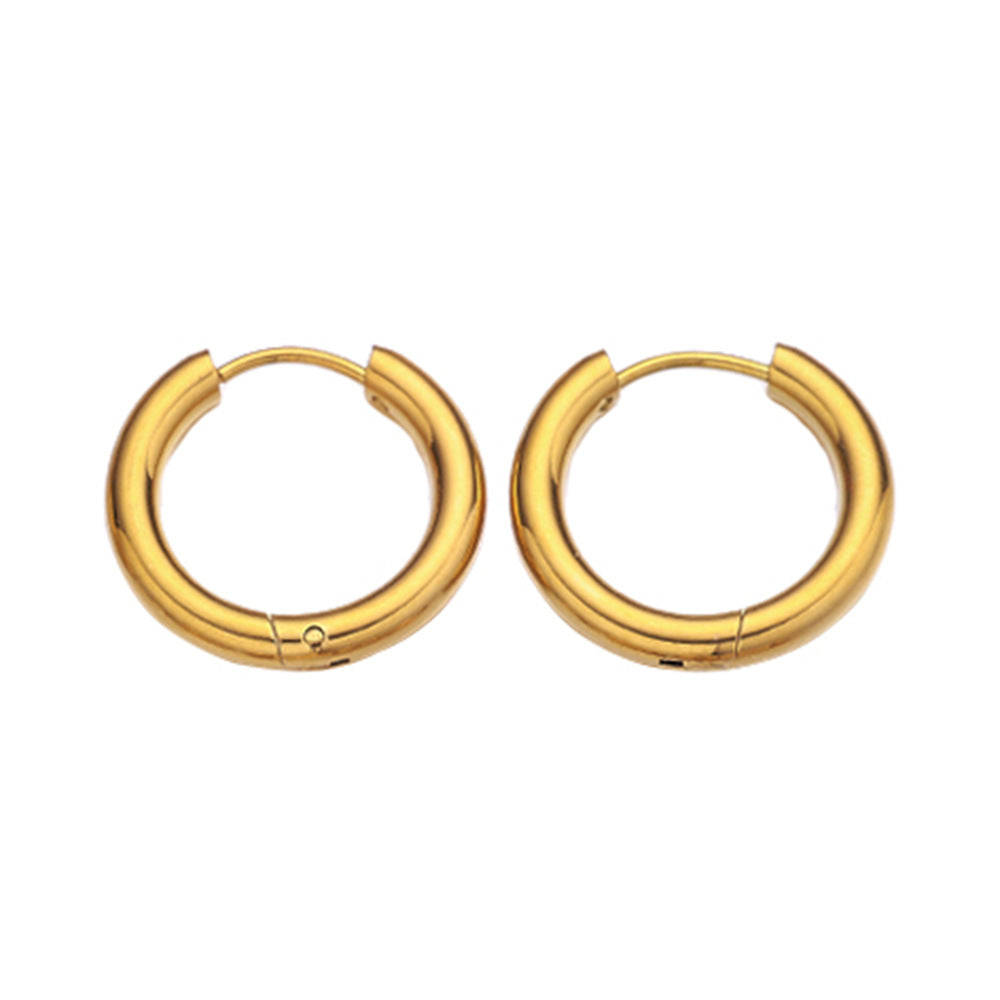 Women's Steel Ear Gold-plated Hollow Clip Round Earrings