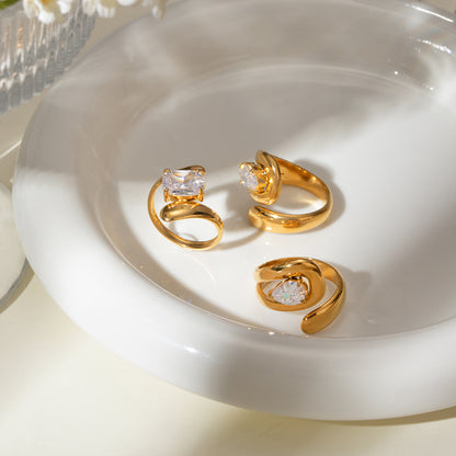 Gold Stainless Steel Baroque Open-end Pearl Rings