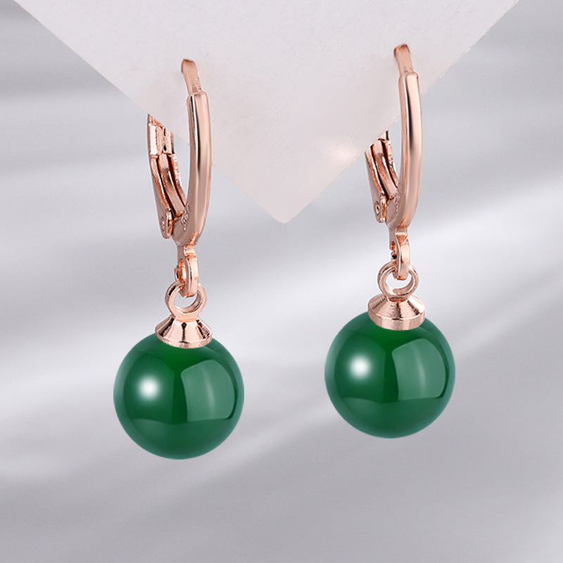 Women's Color Green Agate For Carnelian Ear Earrings