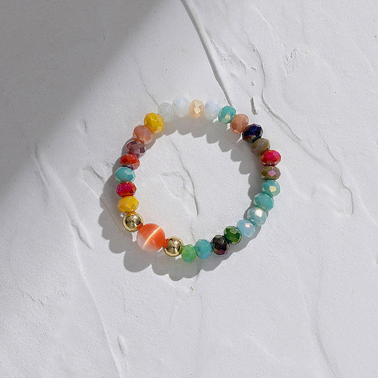 Graceful Personality Pearl Colorful Opal Beaded Rings