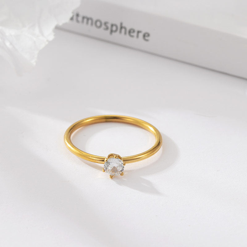 Simple Korean Style Slim Gold-plated Titanium Rings