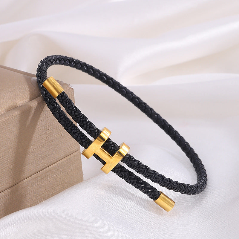 Rope Hard Pure Gold With Adjustable Titanium Steel Waterproof Bracelets