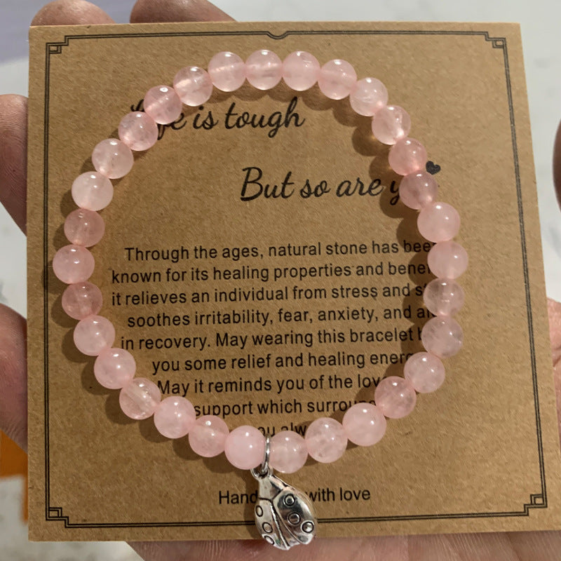 Women's & Men's Pink Zebra Beads With Card Holiday Bracelets