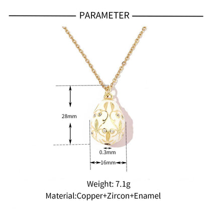 Color Copper Zircon Easter Egg Female Enamel Pendants