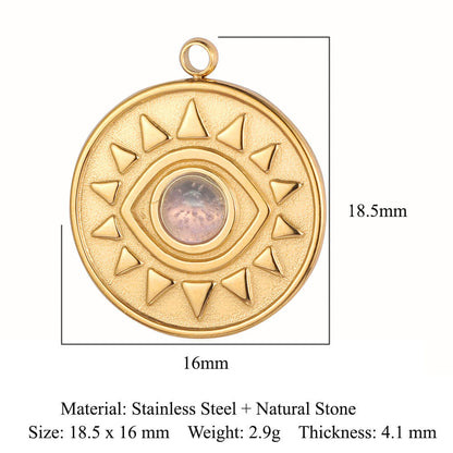 Eyes Bohemian Natural Stone Titanium Steel Pendants