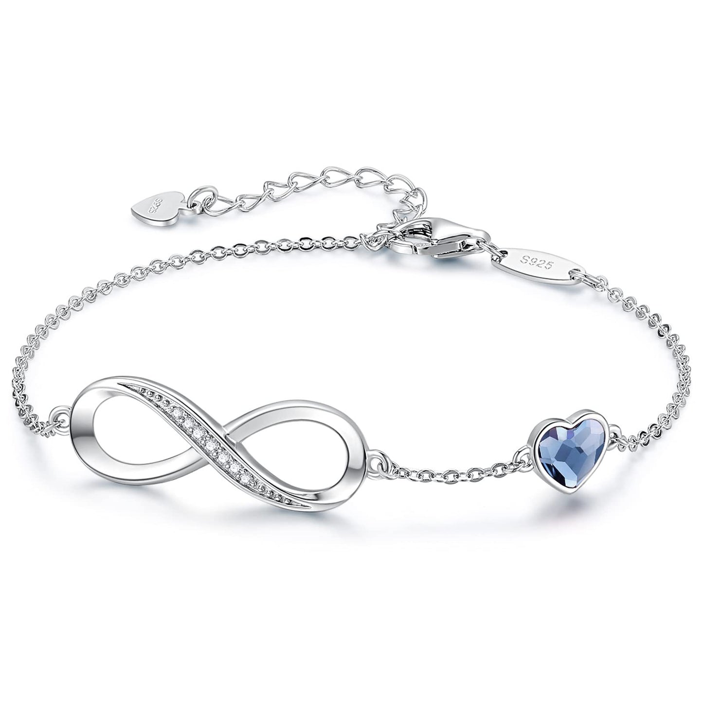 Sier Inlaid Zircon Infinite Heart Female Bracelets