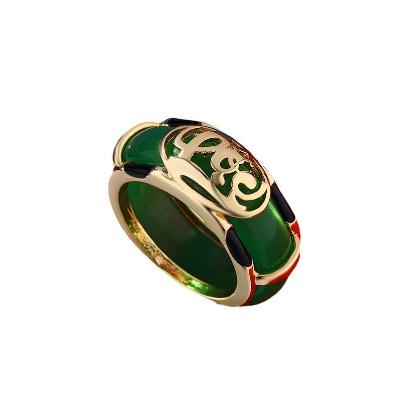 Jade Sterling Sier Plated Gold Inlaid With Rings