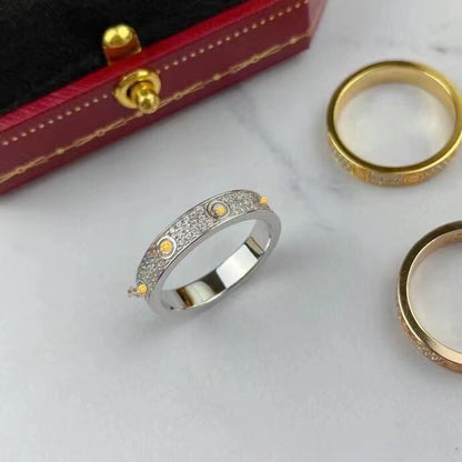 Gold-plated Screw Pattern Wide Narrow Single Rings