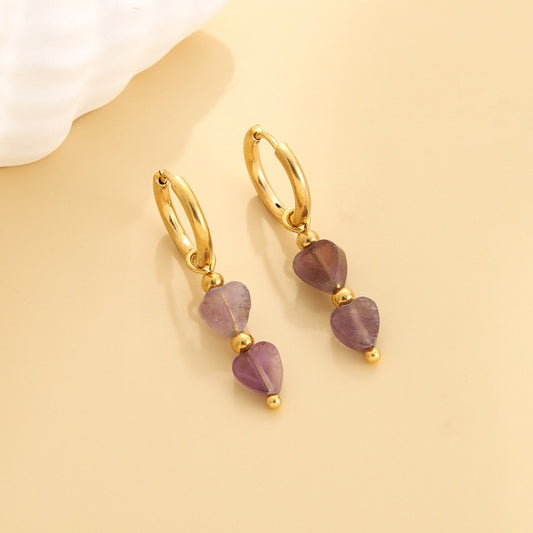 Women's Heart-shaped Natural Stone For One Style Earrings