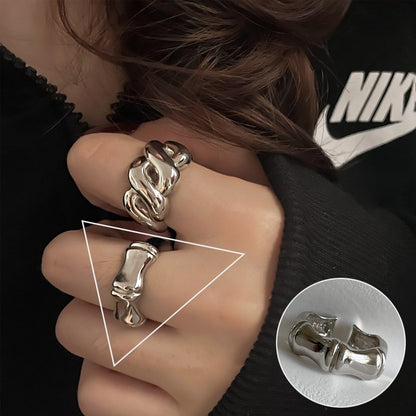 Female High Profile Fashion Creative Sier Opening Niche Rings