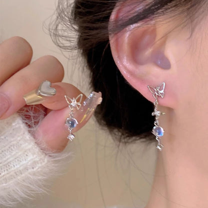 Pearl Flower Korean Style Tassel High Sense Earrings