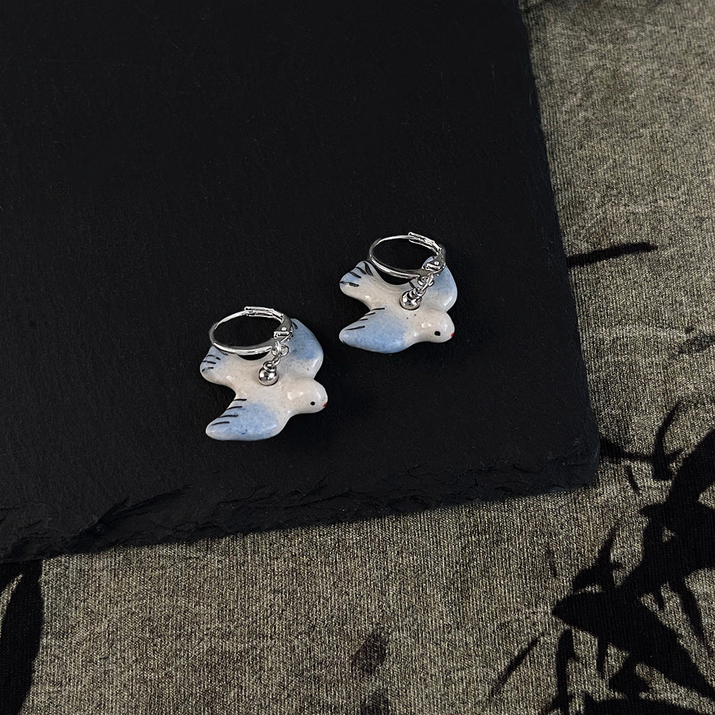 Blue White Porcelain Series Hand-made Personality Earrings