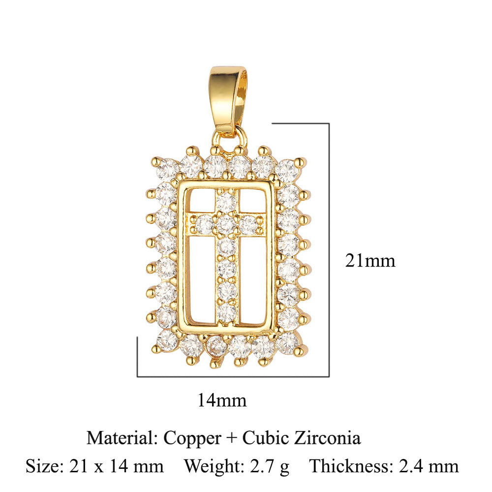 Cross Color Zirconium Copper Zircon Ornament Pendants