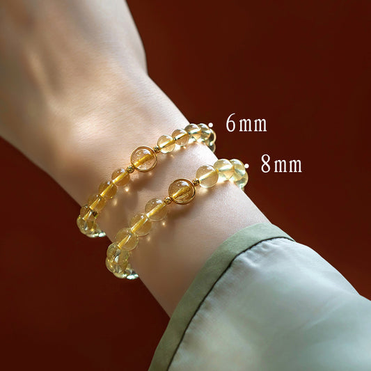 Women's Citrine Rutile Gold Rutilated Quartz Summer Bracelets