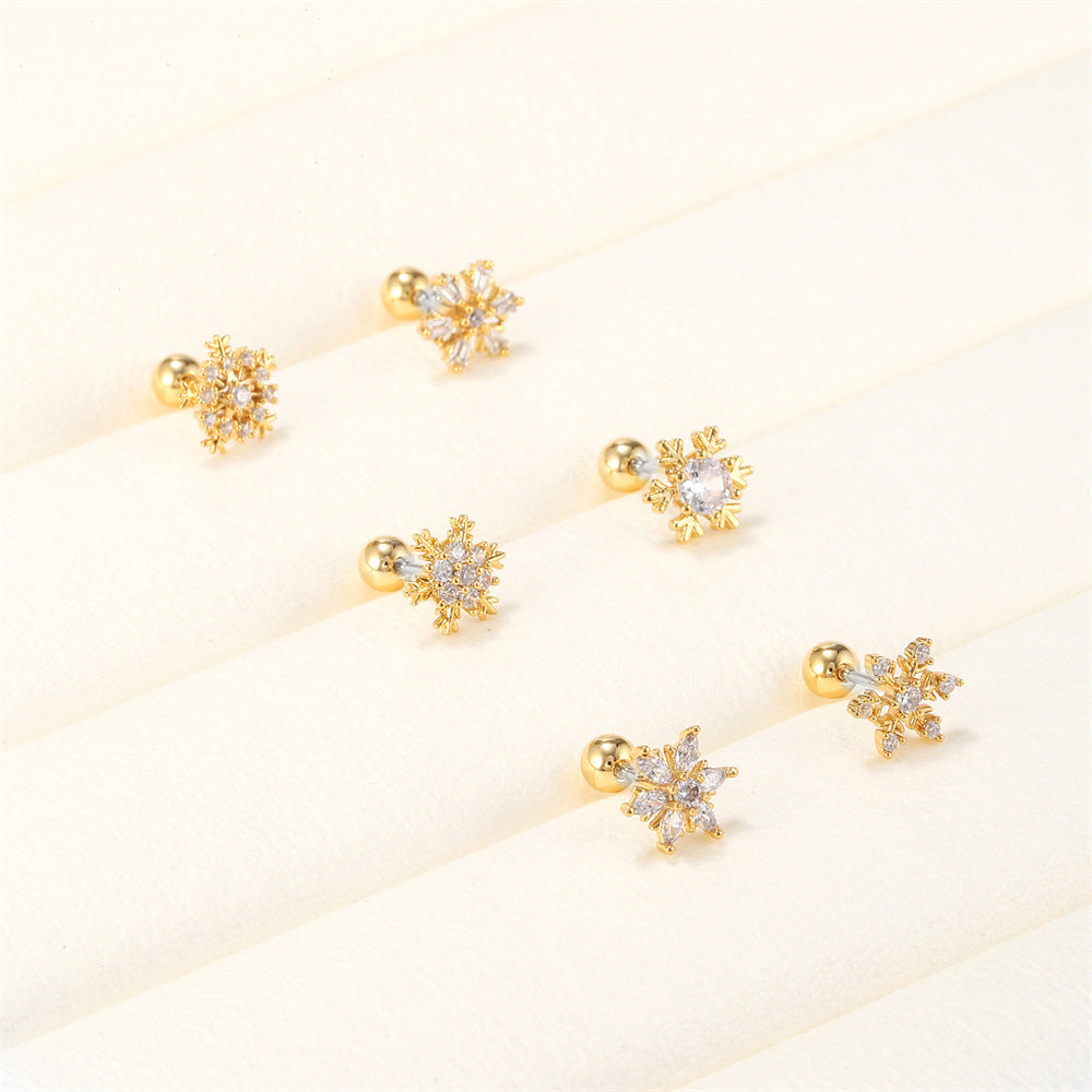 Style Elegant White Snowflake Ear Bone Earrings