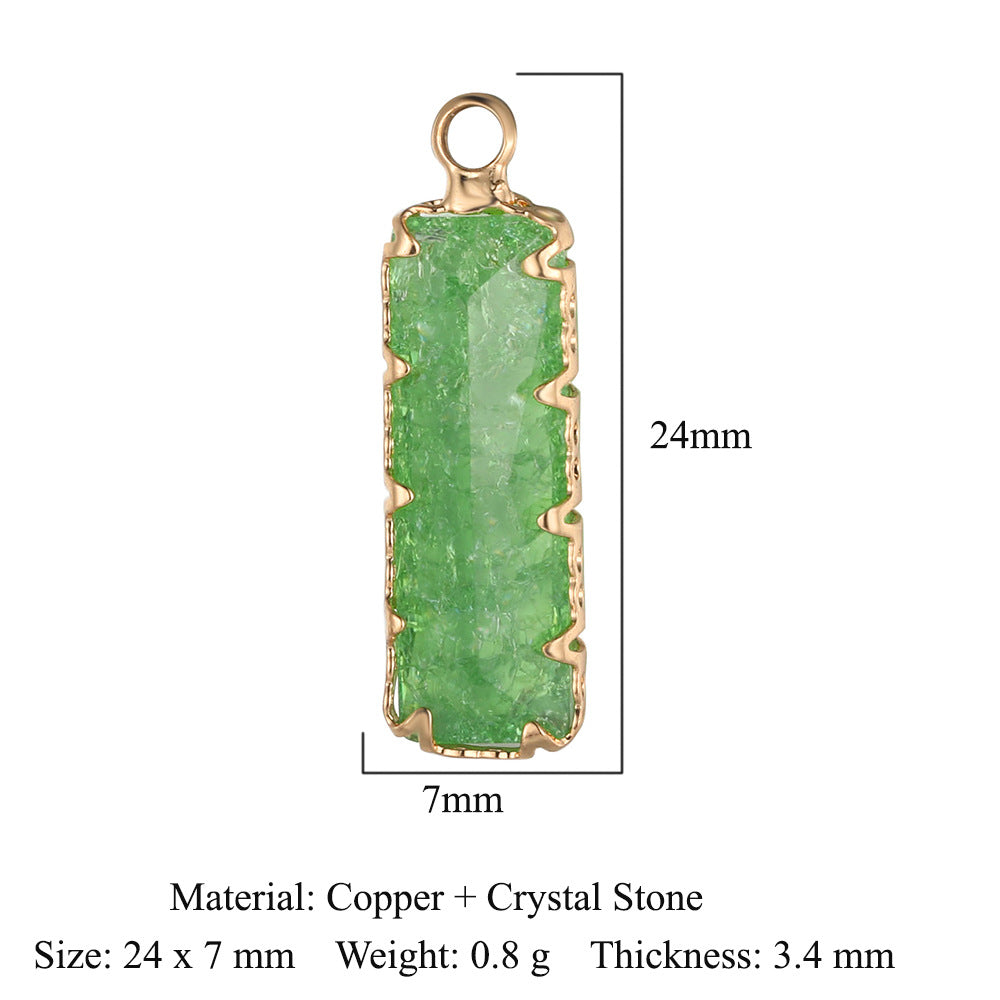 Rectangle Copper Glass Crystal Shuttle Eyes Pendants