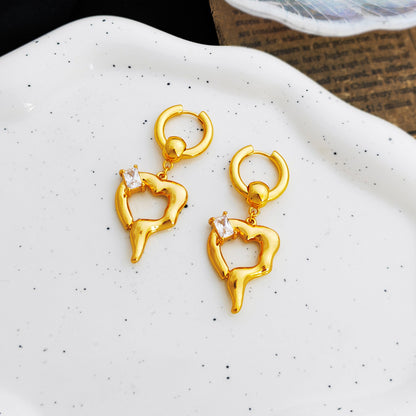 Copper Plated Gold Personalized Simple Metal Earrings